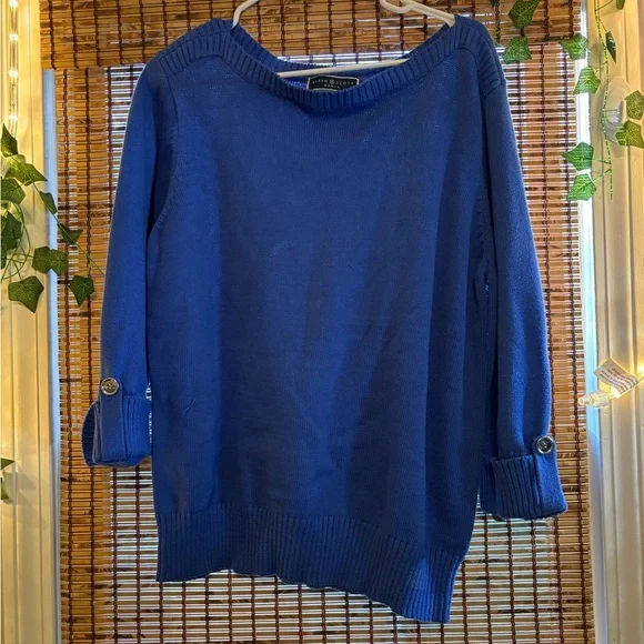 Karen Scott Purple Knit Sweater Silver Button Detail Women’s XL - Picture 4 of 11